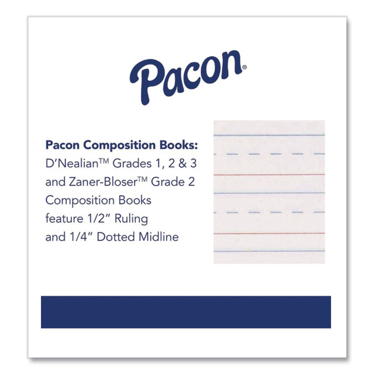 Composition Book, D'Nealian 1-3, Zaner-Bloser 2-3, Illustration Boxes/College Rule, Blue Cover, (100) 9.75 x 7.5 Sheets
