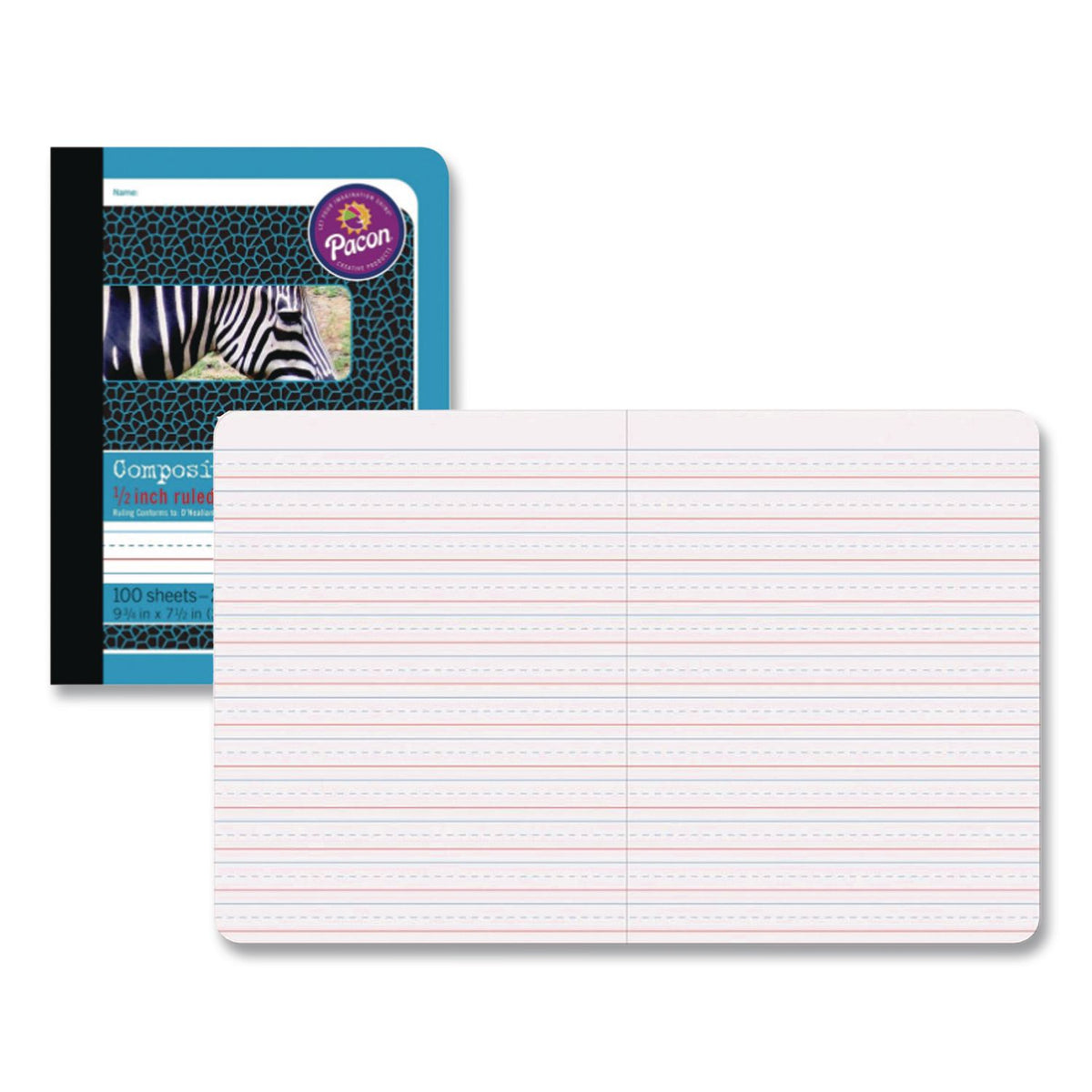 Composition Book, D'Nealian 1-3, Zaner-Bloser 2-3, Illustration Boxes/College Rule, Blue Cover, (100) 9.75 x 7.5 Sheets