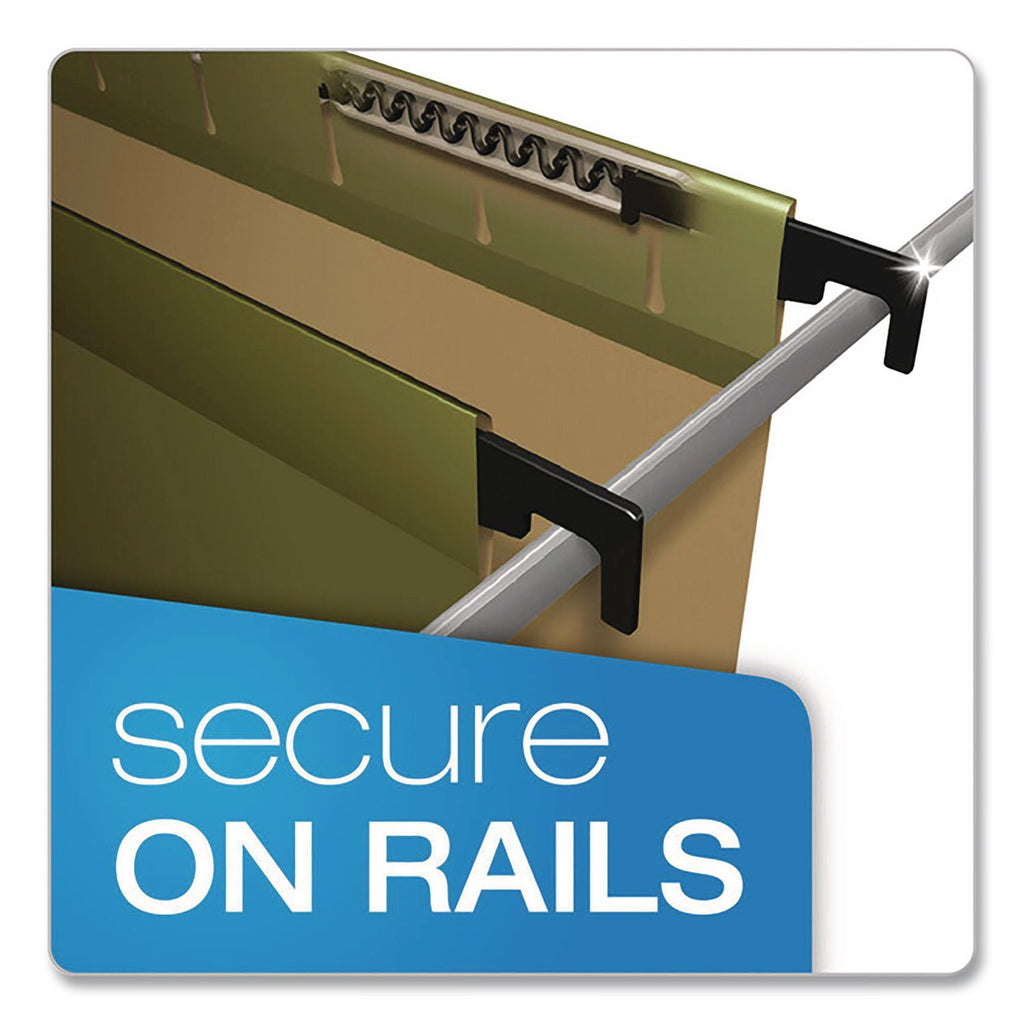 SureHook Reinforced Hanging Divider Folders, 2" Expansion, 1 Divider, 4 Fasteners, Letter Size, Green Exterior, 10/Box