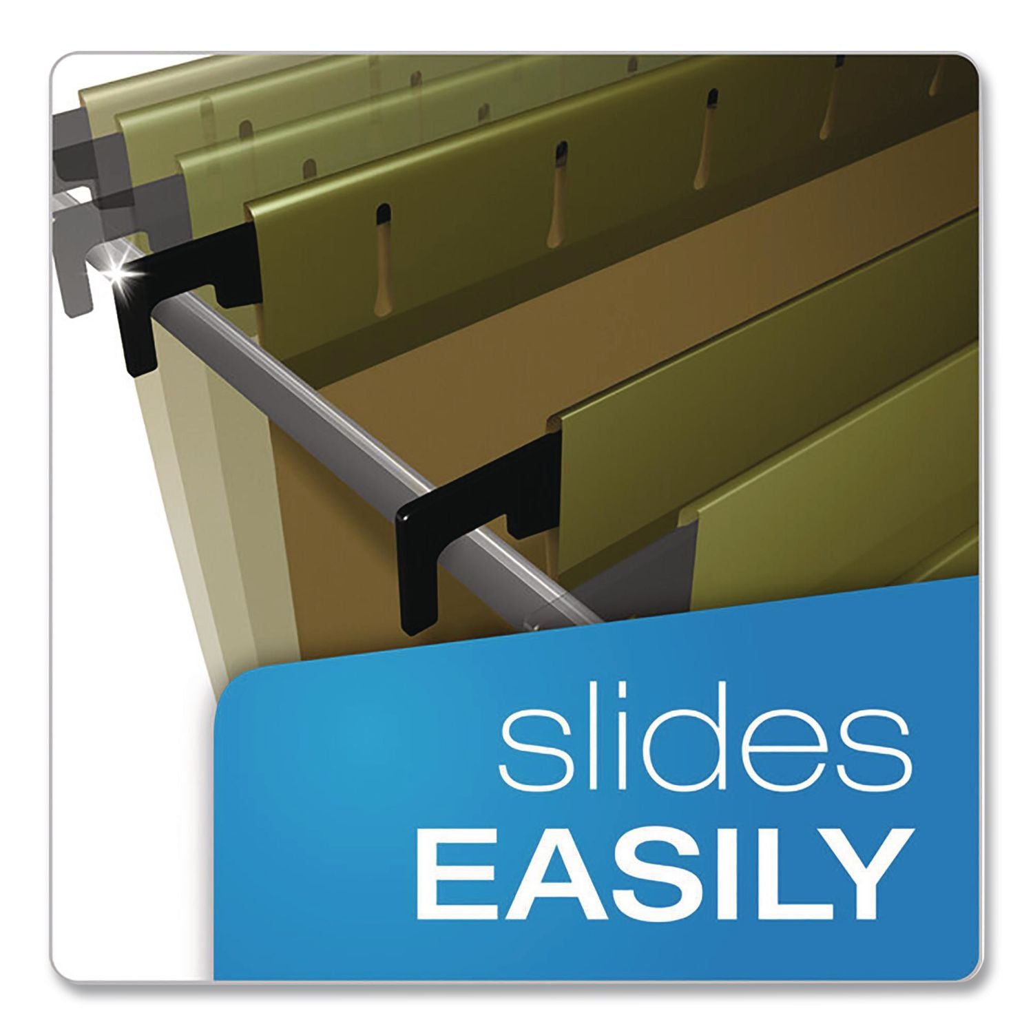 SureHook Reinforced Hanging Divider Folders, 2" Expansion, 1 Divider, 4 Fasteners, Letter Size, Green Exterior, 10/Box