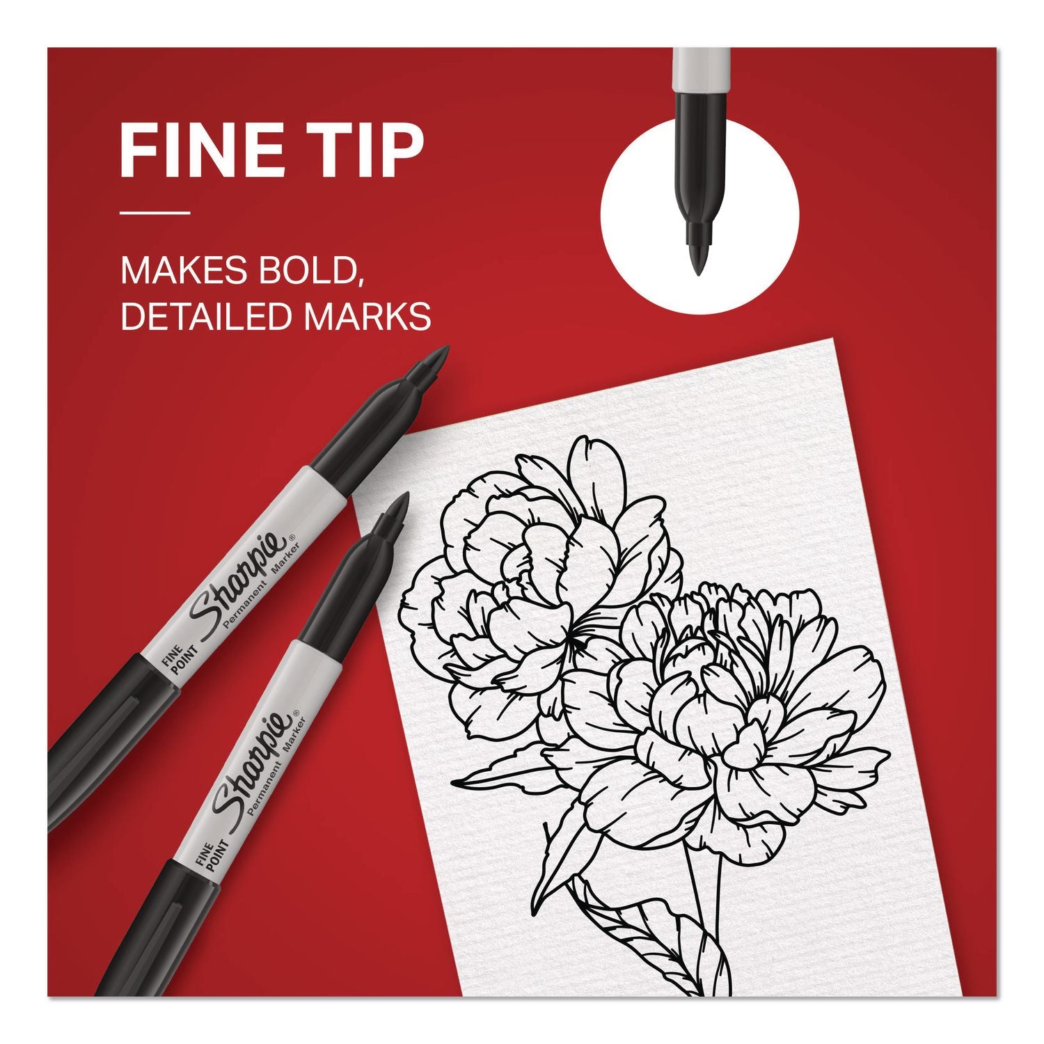 Fine Tip Permanent Marker Value Pack, Fine Bullet Tip, Black, 36/Pack