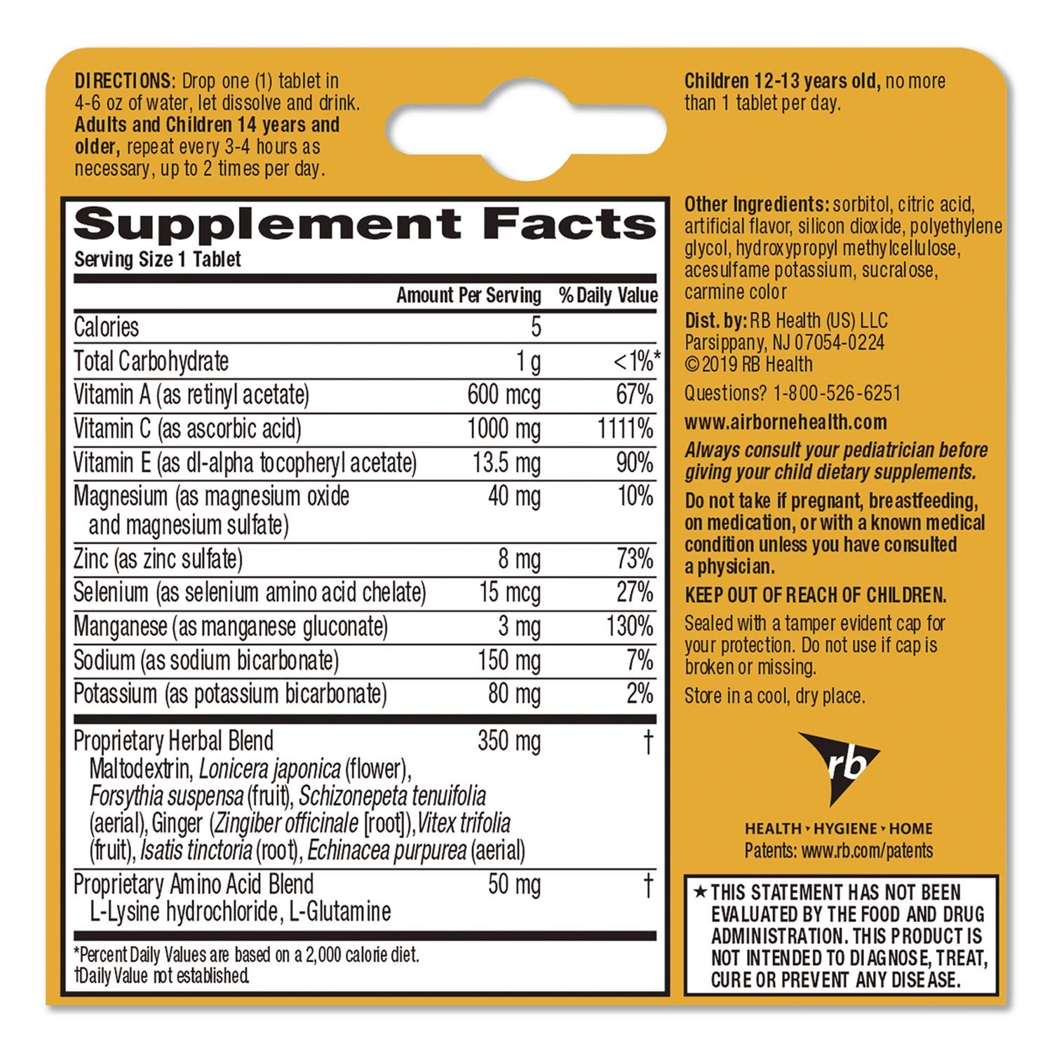Immune Support Effervescent Tablet, Zesty Orange, 10/Box
