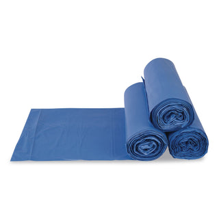 High-Density Commercial Can Liners, 33 gal, 14 mic, 30" x 43", Blue, 25 Bags/Roll, 10 Interleaved Rolls/Carton