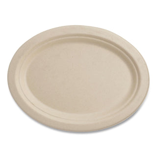 Fiber Plates, 12" Oval, Natural, 500/Carton