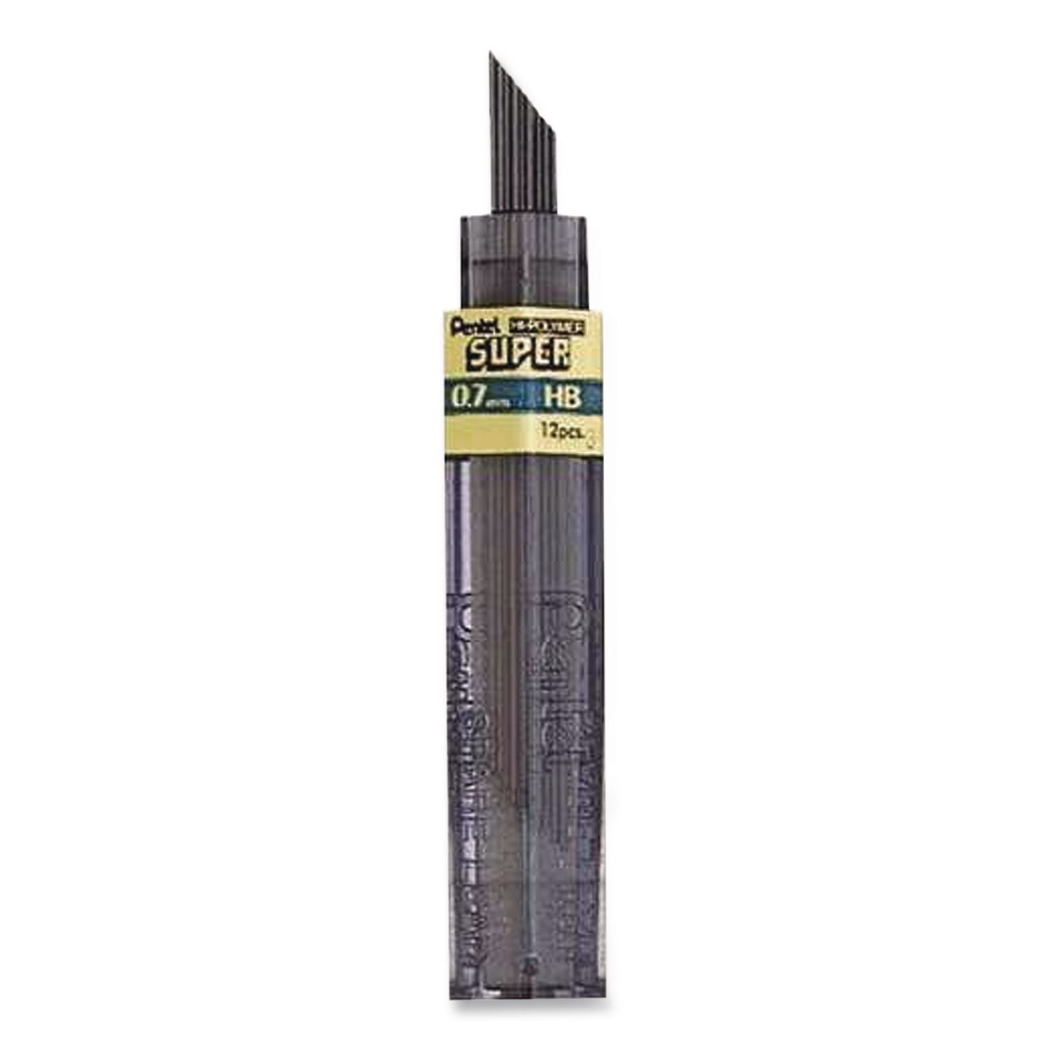 Super Hi-Polymer Lead Refills, 0.7 mm, B, Black, 12/Tube