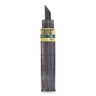 Super Hi-Polymer Lead Refills, 0.7 mm, B, Black, 12/Tube