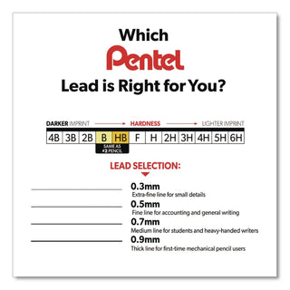 Super Hi-Polymer Lead Refills, 0.7 mm, B, Black, 12/Tube