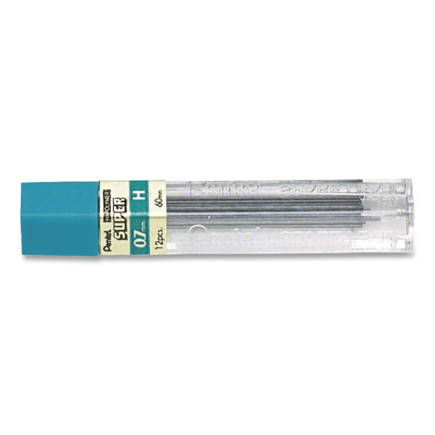 Super Hi-Polymer Lead Refills, 0.7 mm, H, Black, 12/Tube
