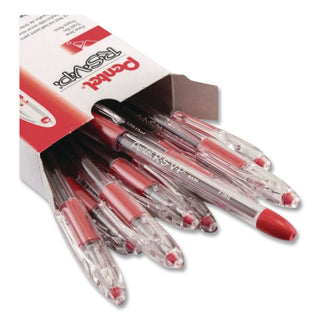 R.S.V.P. Ballpoint Pen, Stick, Fine 0.7 mm, Red Ink, Clear/Red Barrel, Dozen