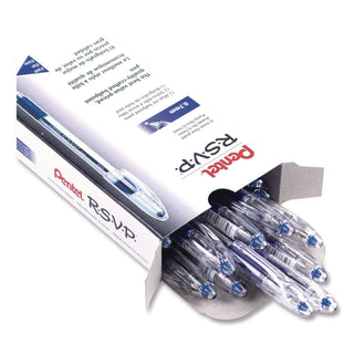 R.S.V.P. Ballpoint Pen, Stick, Fine 0.7 mm, Blue Ink, Clear/Blue Barrel, Dozen
