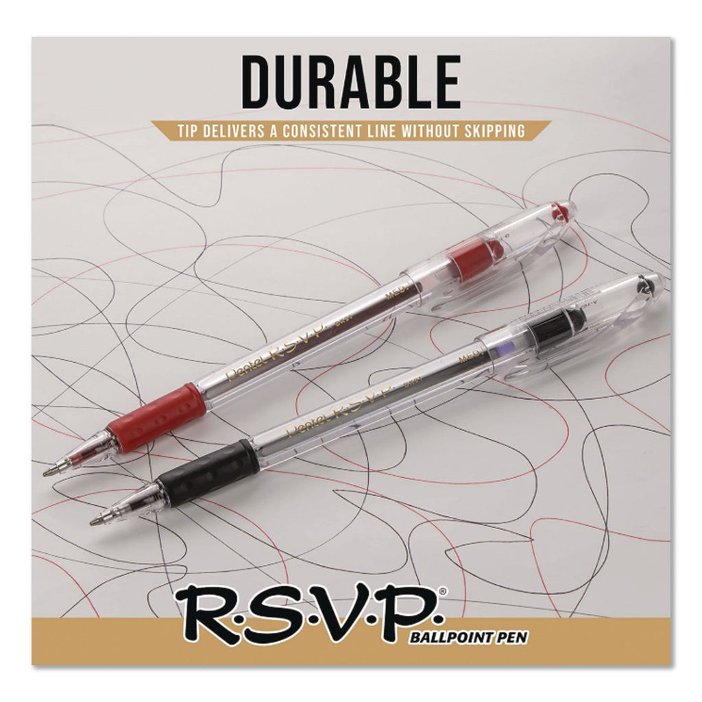 R.S.V.P. Ballpoint Pen, Stick, Medium 1 mm, Red Ink, Clear/Red Barrel, Dozen