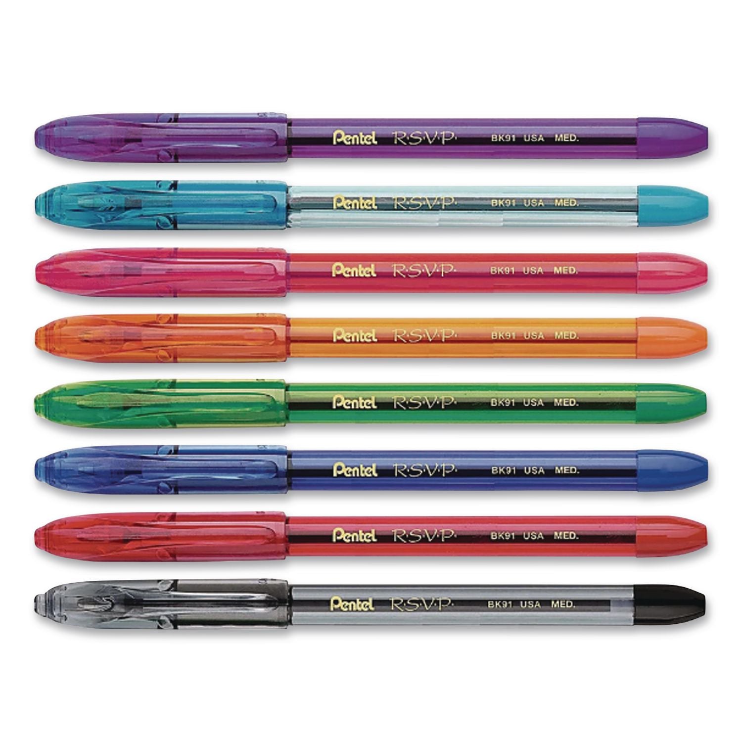 R.S.V.P. Ballpoint Pen, Stick, Medium 1 mm, Assorted Ink and Barrel Colors, 8/Pack