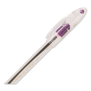 R.S.V.P. Ballpoint Pen, Stick, Medium 1 mm, Violet Ink, Clear/Violet Barrel, Dozen