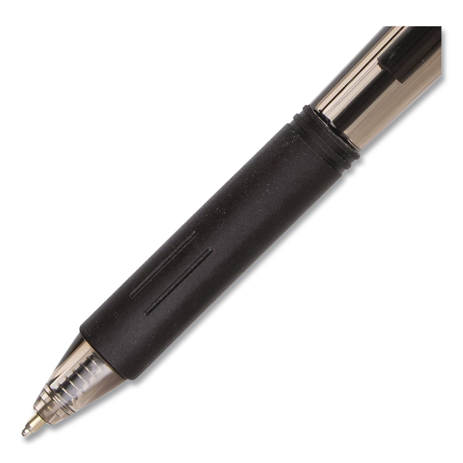 WOW! Ballpoint Pen, Retractable, Medium 1 mm, Black Ink, Smoke/Black Barrel, Dozen