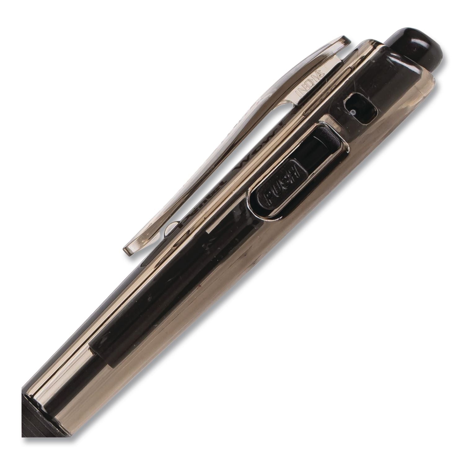WOW! Ballpoint Pen, Retractable, Medium 1 mm, Black Ink, Smoke/Black Barrel, Dozen