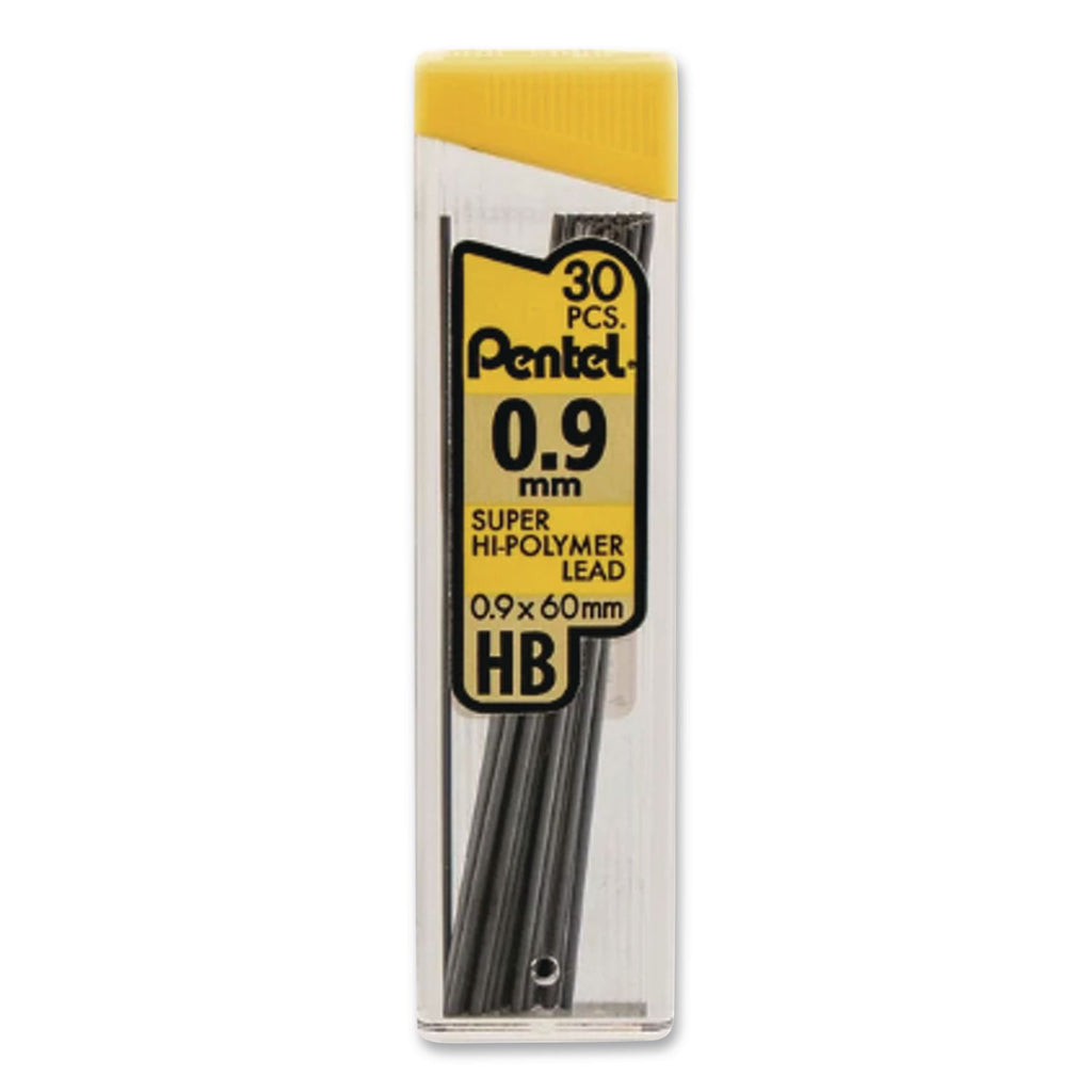 Super Hi-Polymer Lead Refills, 0.9 mm, HB, Black, 30/Tube, 3 Tubes/Pack
