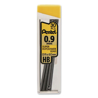 Super Hi-Polymer Lead Refills, 0.9 mm, HB, Black, 30/Tube, 3 Tubes/Pack