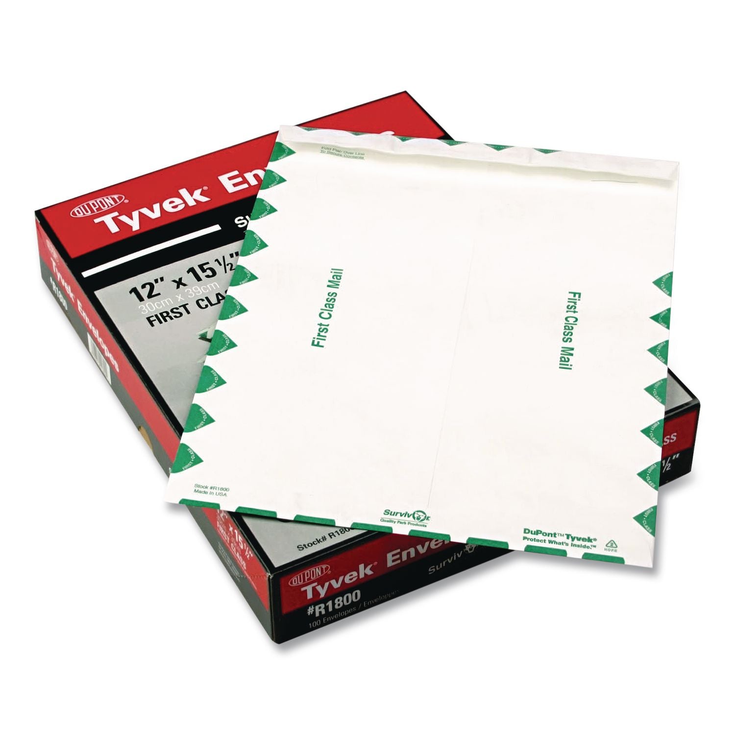 Lightweight 14 lb Tyvek Catalog Mailers, First Class, #13 1/2, Square Flap, Redi-Strip Closure, 10 x 13, White, 100/Box