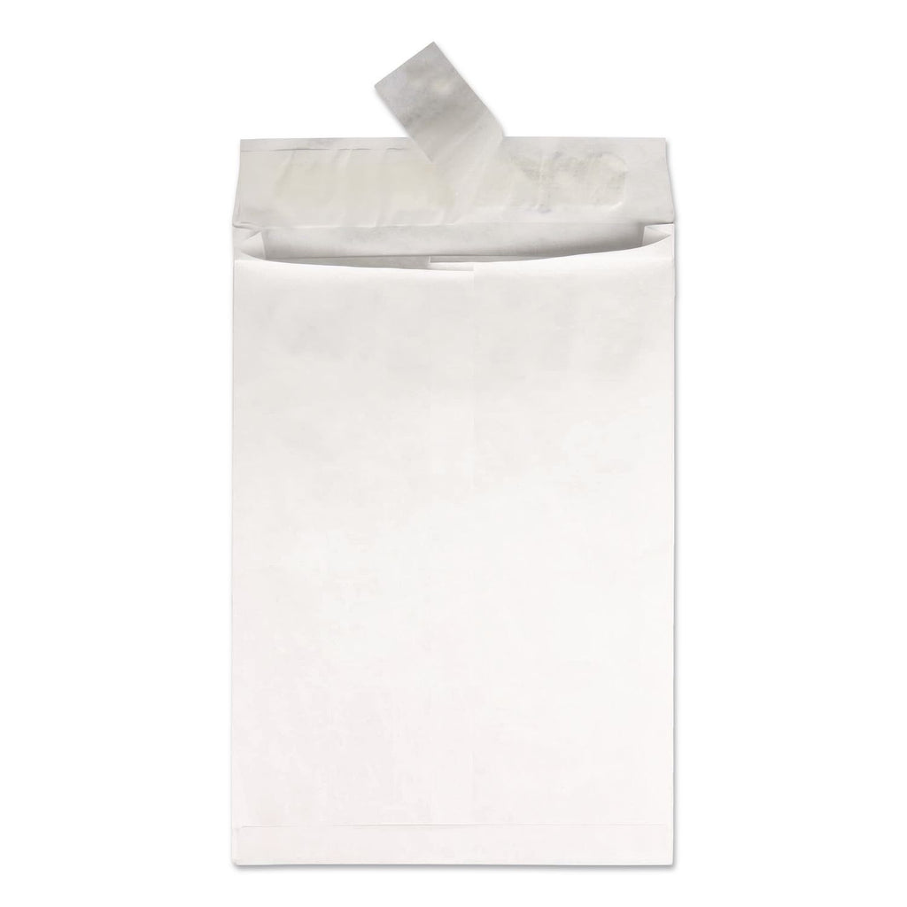 Heavyweight 18 lb Tyvek Open End Expansion Mailers, #15 1/2, Square Flap, Redi-Strip Adhesive Closure, 12 x 16, White, 50/CT