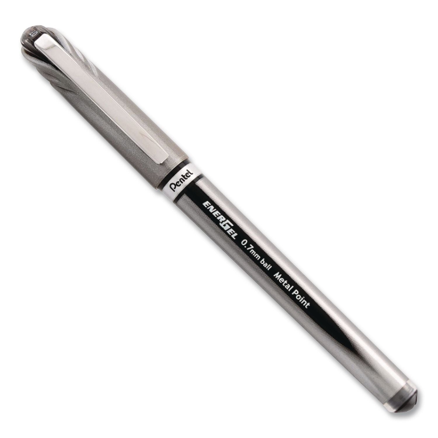 EnerGel NV Gel Pen, Stick, Medium 0.7 mm, Black Ink, Gray/Black Barrel, Dozen