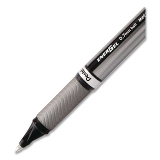 EnerGel NV Gel Pen, Stick, Medium 0.7 mm, Black Ink, Gray/Black Barrel, Dozen