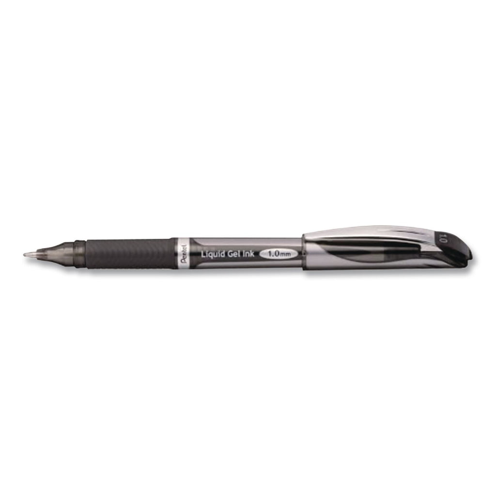EnerGel NV Gel Pen, Stick, Bold 1 mm, Black Ink, Gray/Black Barrel, Dozen