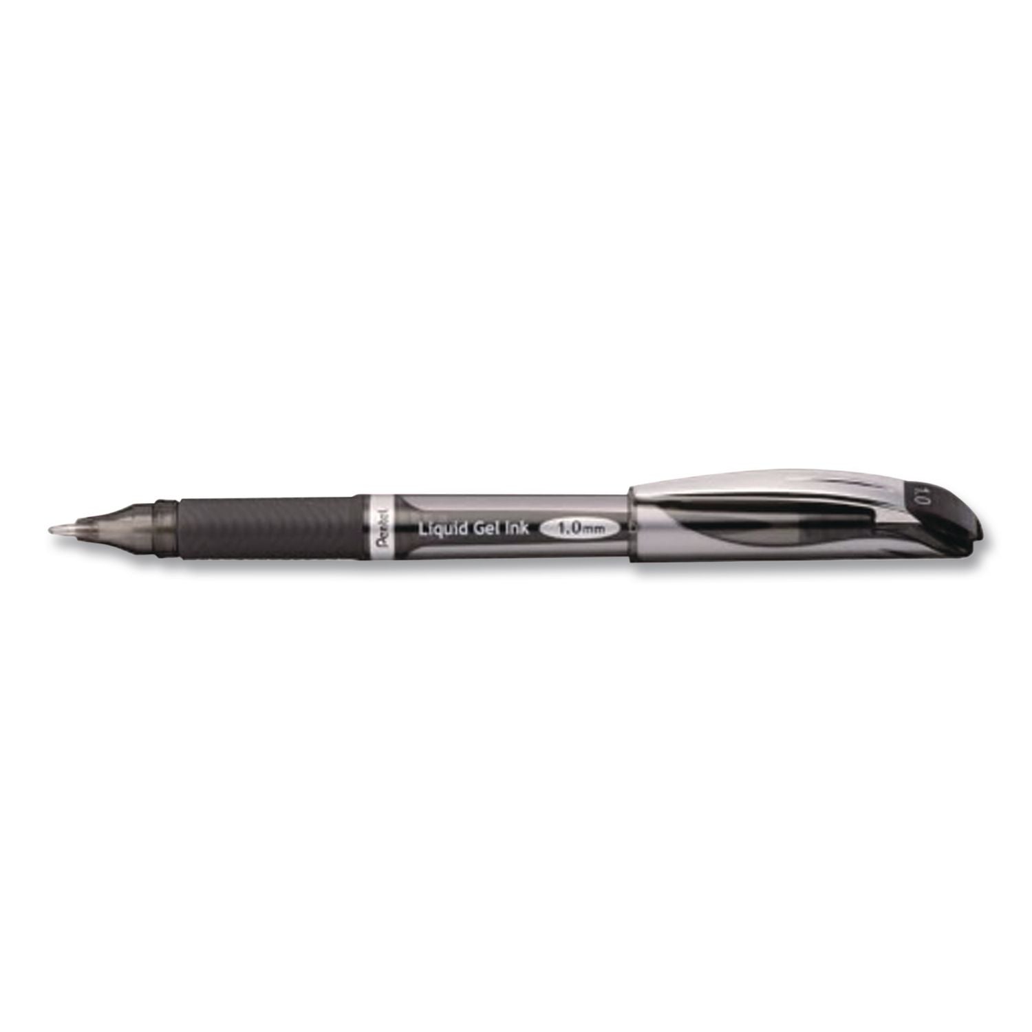 EnerGel NV Gel Pen, Stick, Bold 1 mm, Black Ink, Gray/Black Barrel, Dozen