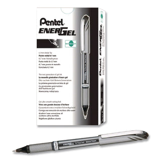 EnerGel NV Gel Pen, Stick, Bold 1 mm, Black Ink, Gray/Black Barrel, Dozen