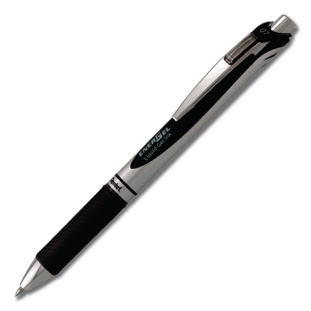 EnerGel RTX Gel Pen, Retractable, Medium 0.7 mm, Black Ink, Black/Gray Barrel