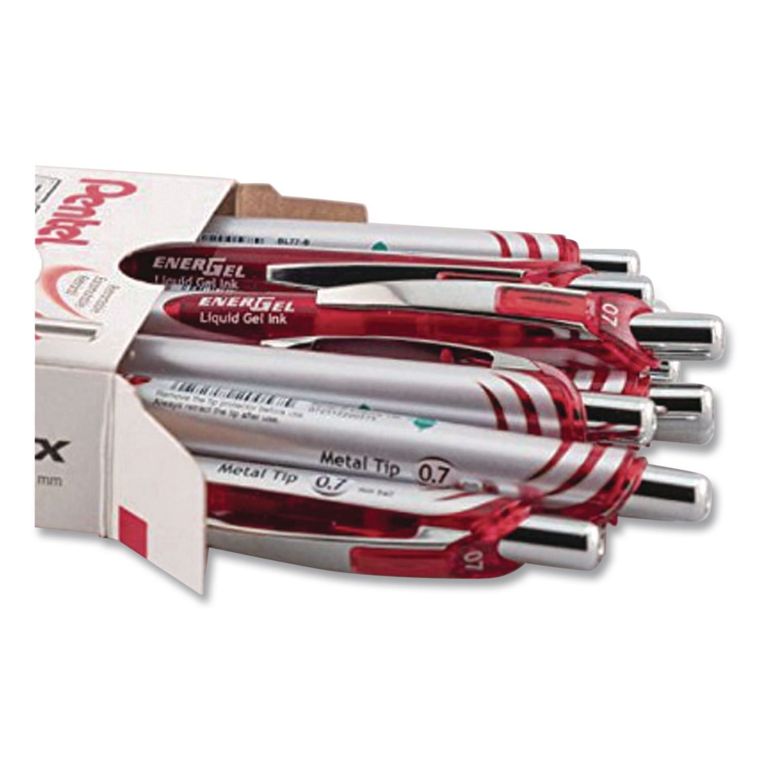 EnerGel RTX Gel Pen, Retractable, Medium 0.7 mm, Red Ink, Red/Gray Barrel