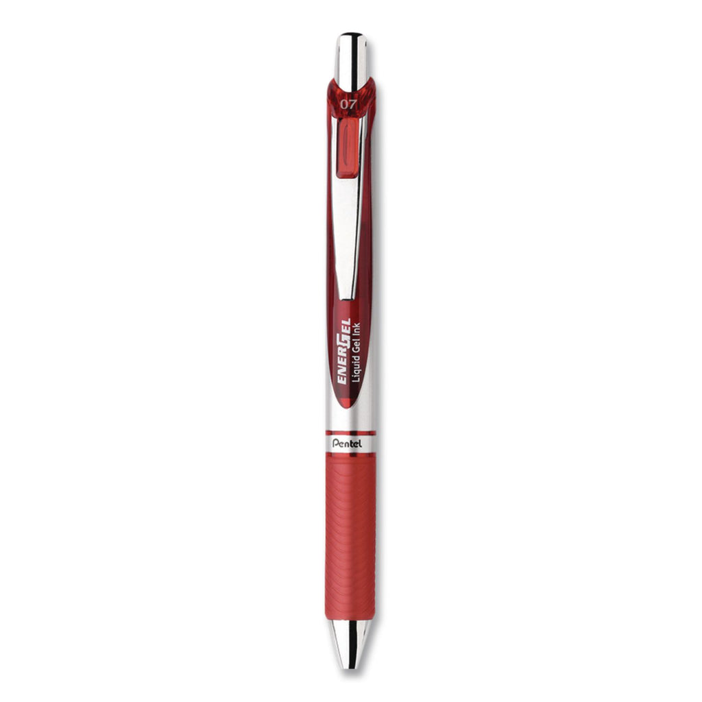 EnerGel RTX Gel Pen, Retractable, Medium 0.7 mm, Red Ink, Red/Gray Barrel