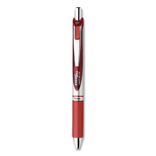 EnerGel RTX Gel Pen, Retractable, Medium 0.7 mm, Red Ink, Red/Gray Barrel