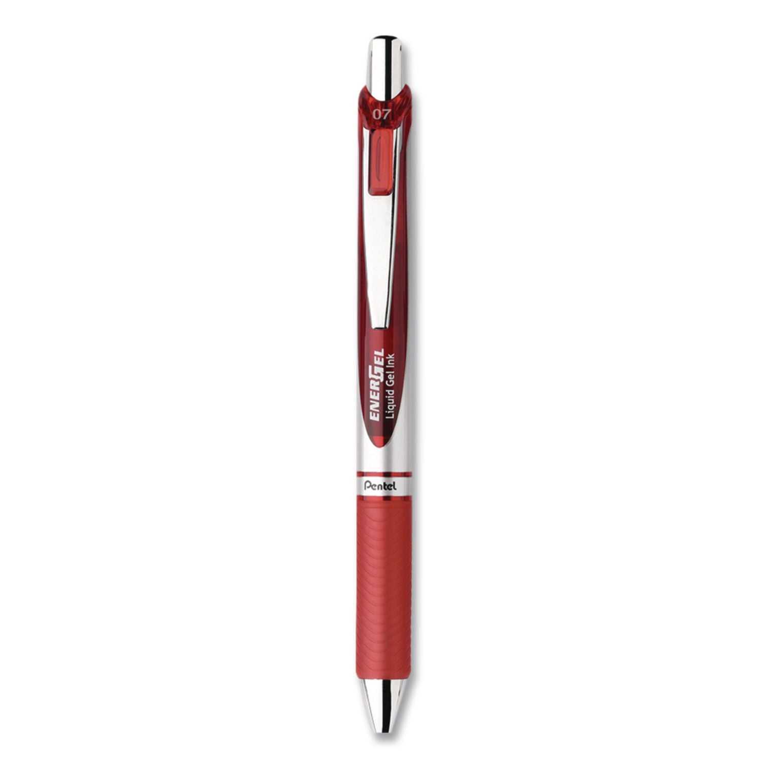 EnerGel RTX Gel Pen, Retractable, Medium 0.7 mm, Red Ink, Red/Gray Barrel