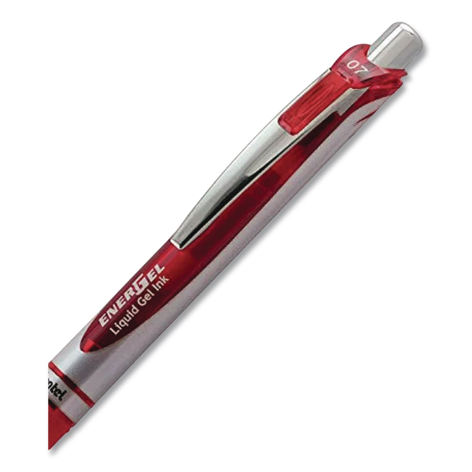 EnerGel RTX Gel Pen, Retractable, Medium 0.7 mm, Red Ink, Red/Gray Barrel