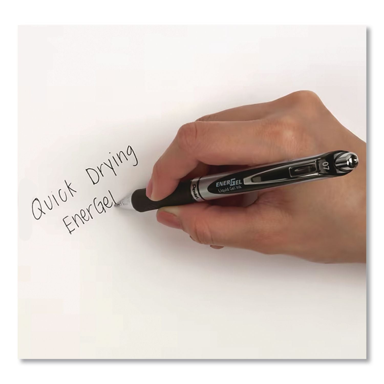 EnerGel RTX Gel Pen, Retractable, Medium 0.7 mm, Black Ink, Black/Silver Barrel, Dozen