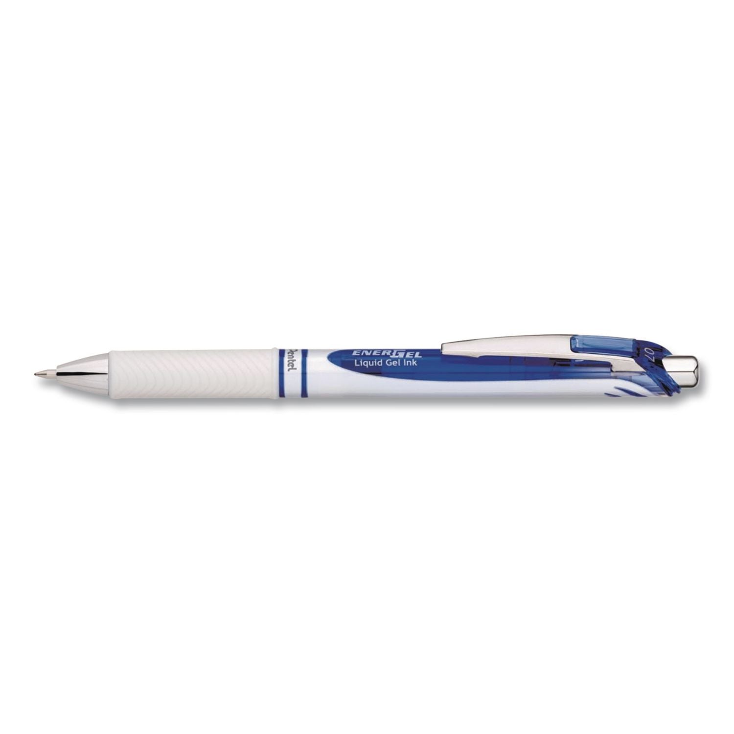 EnerGel RTX Gel Pen, Retractable, Medium 0.7 mm, Blue Ink, White/Translucent Blue Barrel