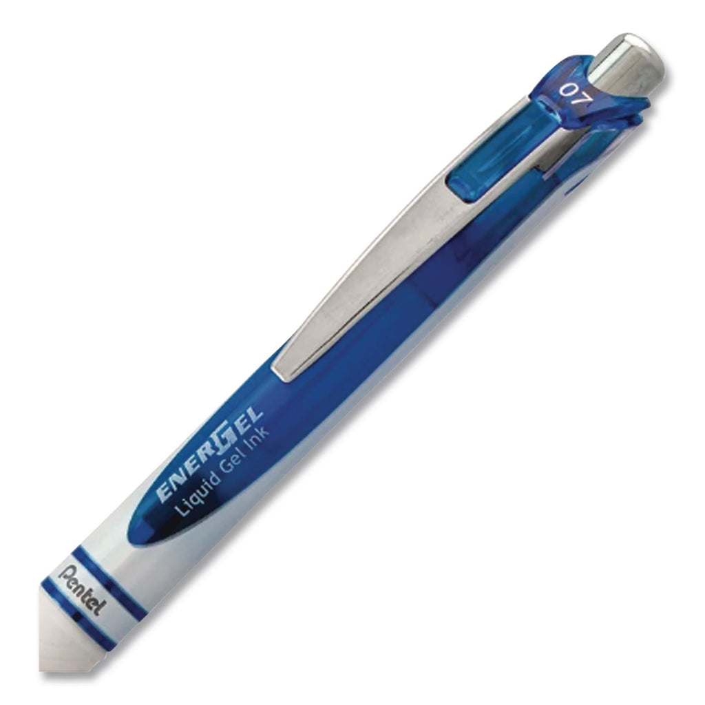 EnerGel RTX Gel Pen, Retractable, Medium 0.7 mm, Blue Ink, White/Translucent Blue Barrel