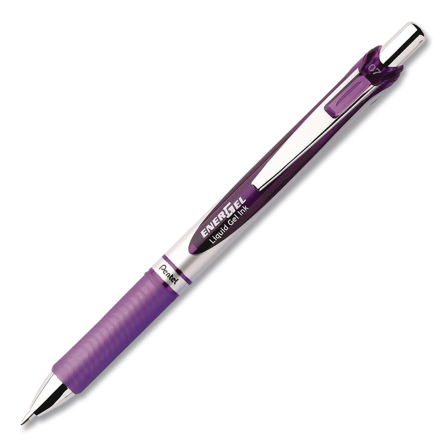 EnerGel RTX Gel Pen, Retractable, Medium 0.7 mm, Violet Ink, Violet/Gray Barrel