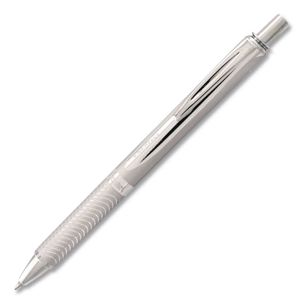 EnerGel Alloy RT Gel Pen, Retractable, Medium 0.7 mm, Black Ink, Chrome Barrel