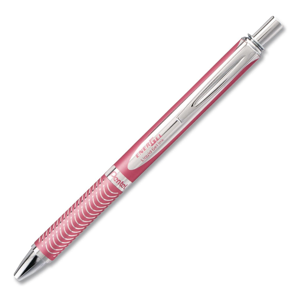 EnerGel Alloy RT Gel Pen, Retractable, Medium 0.7 mm, Black Ink, Pink Barrel