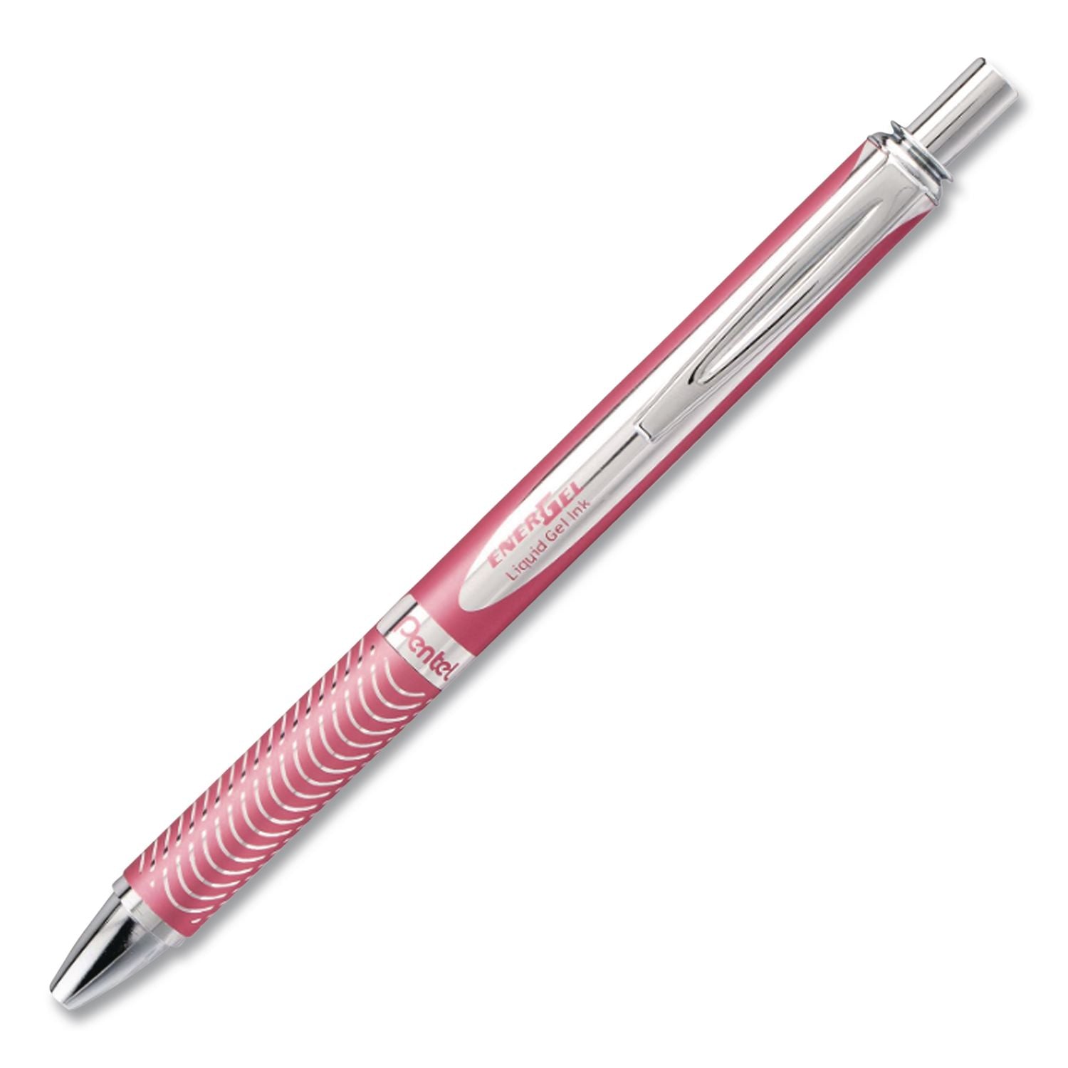 EnerGel Alloy RT Gel Pen, Retractable, Medium 0.7 mm, Black Ink, Pink Barrel