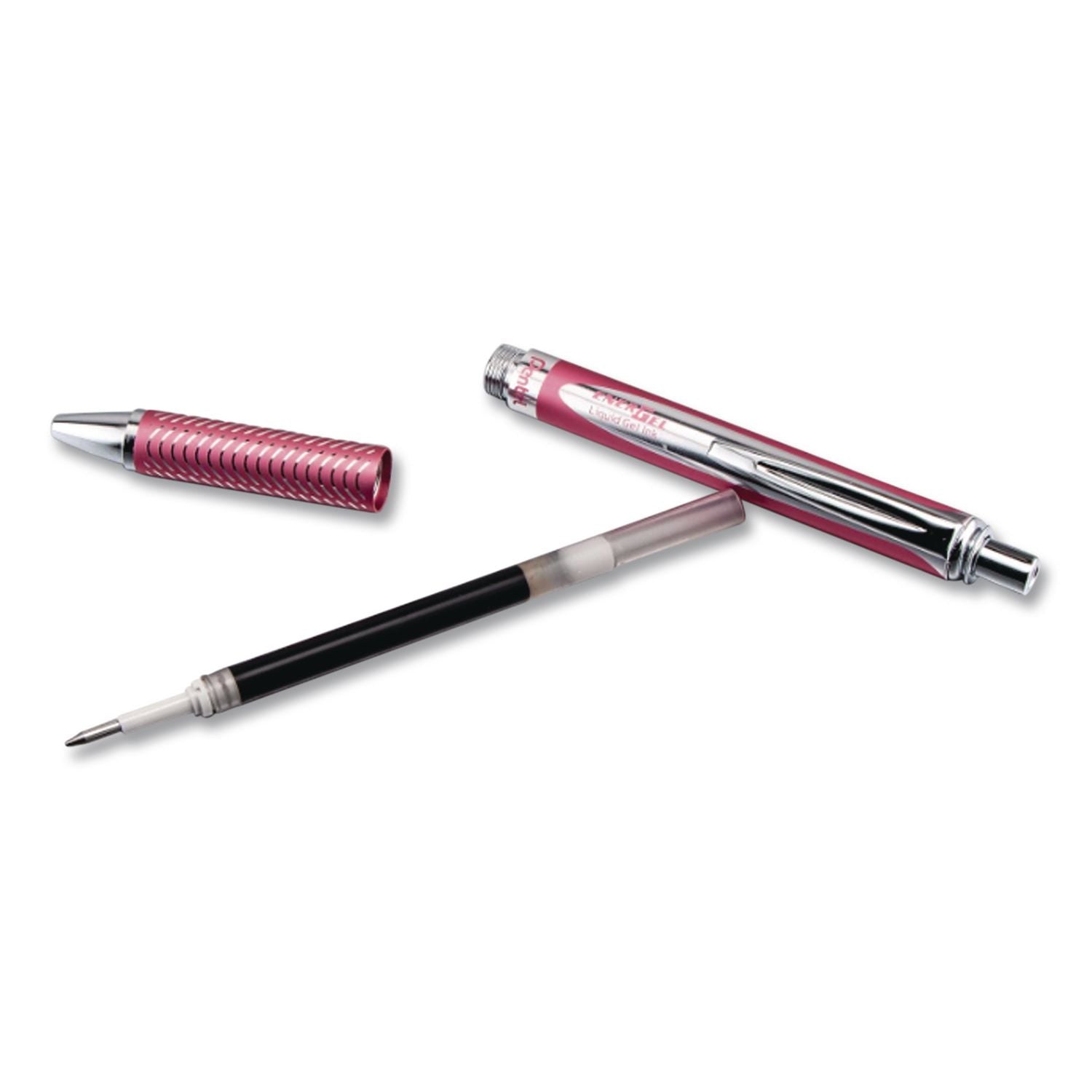 EnerGel Alloy RT Gel Pen, Retractable, Medium 0.7 mm, Black Ink, Pink Barrel