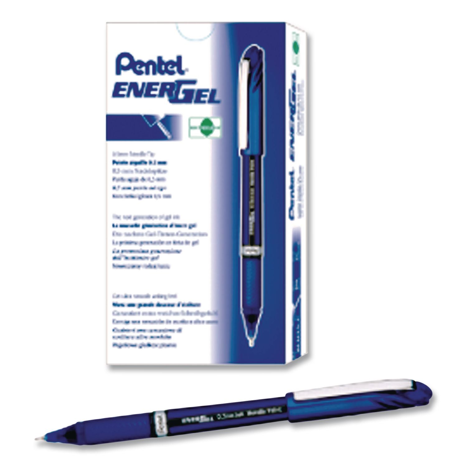 EnerGel NV Gel Pen, Stick, Fine 0.5 mm Needle Tip, Blue Ink, Blue Barrel, Dozen