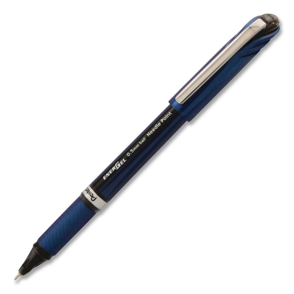 EnerGel NV Gel Pen, Stick, Fine 0.5 mm Needle Tip, Blue Ink, Blue Barrel, Dozen