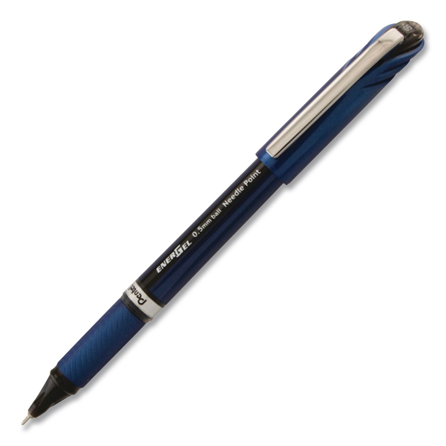 EnerGel NV Gel Pen, Stick, Fine 0.5 mm Needle Tip, Blue Ink, Blue Barrel, Dozen