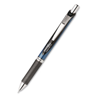EnerGel RTX Gel Pen, Retractable, Medium 0.7 mm Needle Tip, Black Ink, Black/Blue Barrel
