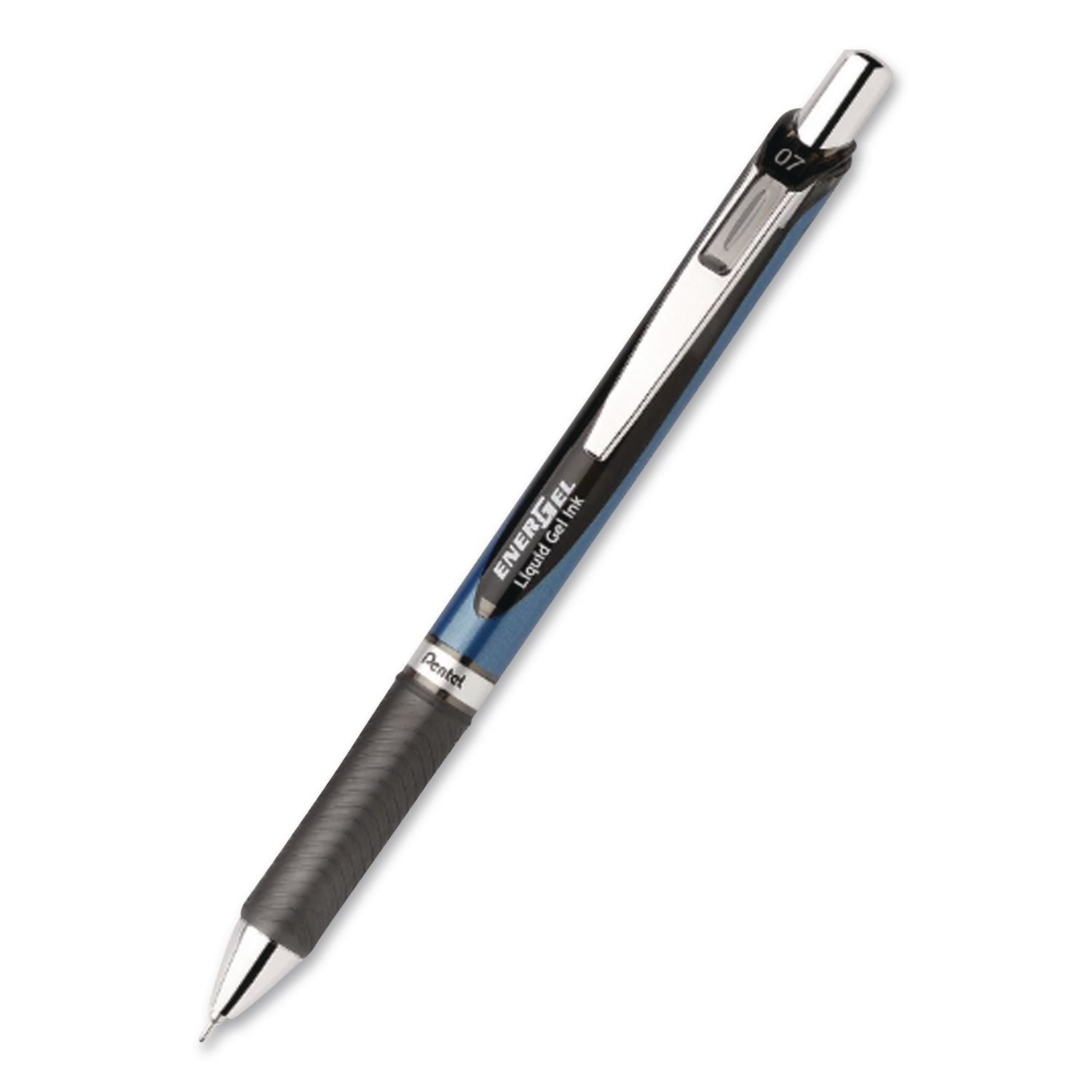 EnerGel RTX Gel Pen, Retractable, Medium 0.7 mm Needle Tip, Black Ink, Black/Blue Barrel