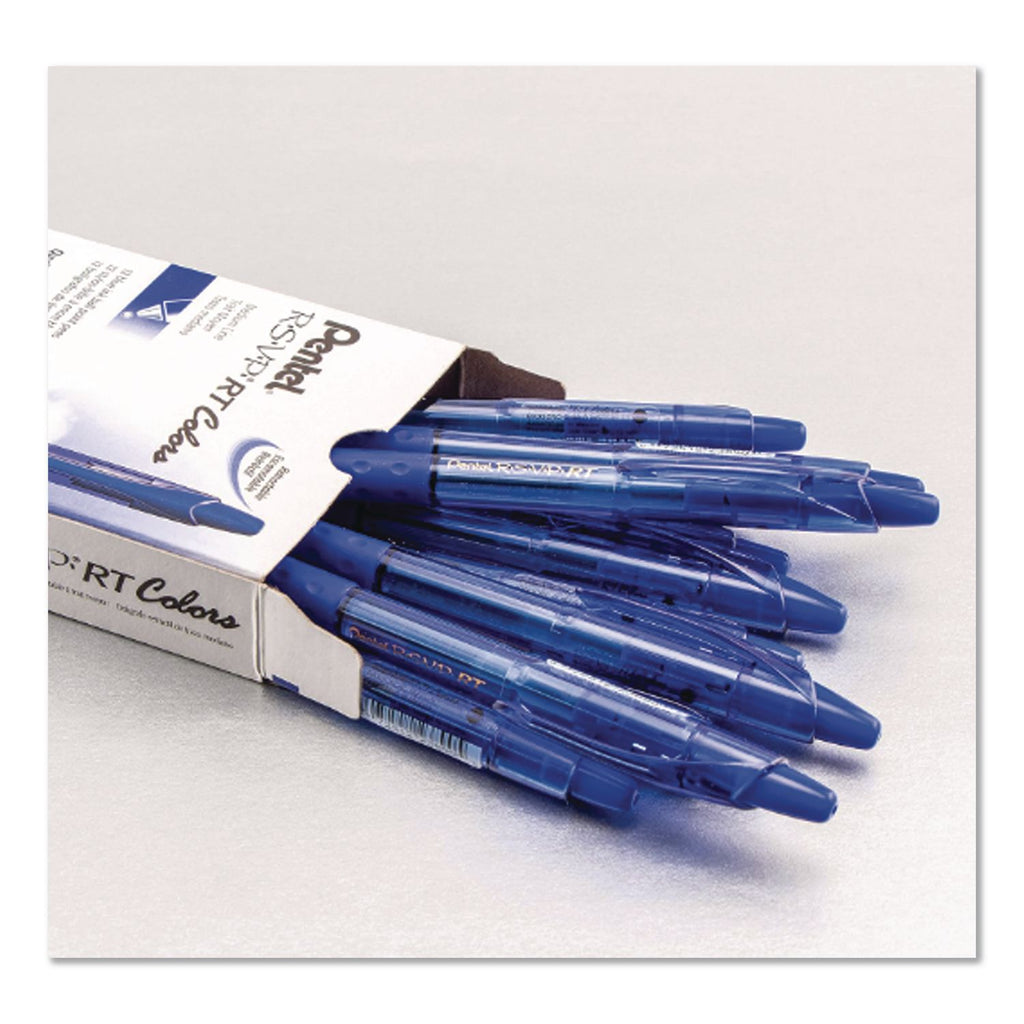 R.S.V.P. Super RT Ballpoint Pen, Retractable, Medium 0.7 mm, Blue Ink, Translucent Blue/Blue Barrel, Dozen