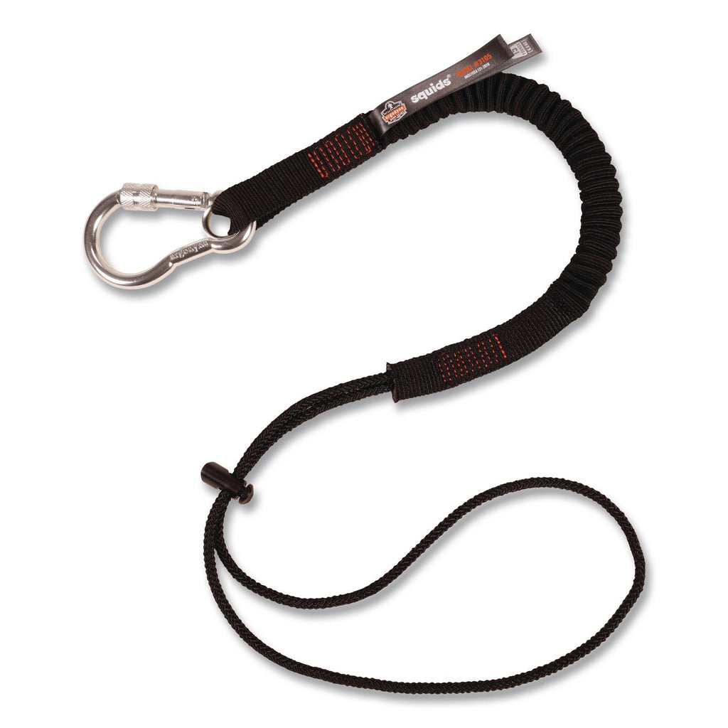 Squids 3105 Tool Lanyard w/Aluminum Carabiner+Cinch-Loop, 15lb Max Work Cap, 32" to 48", BK,100/PK,Ships in 1-3 Business Days