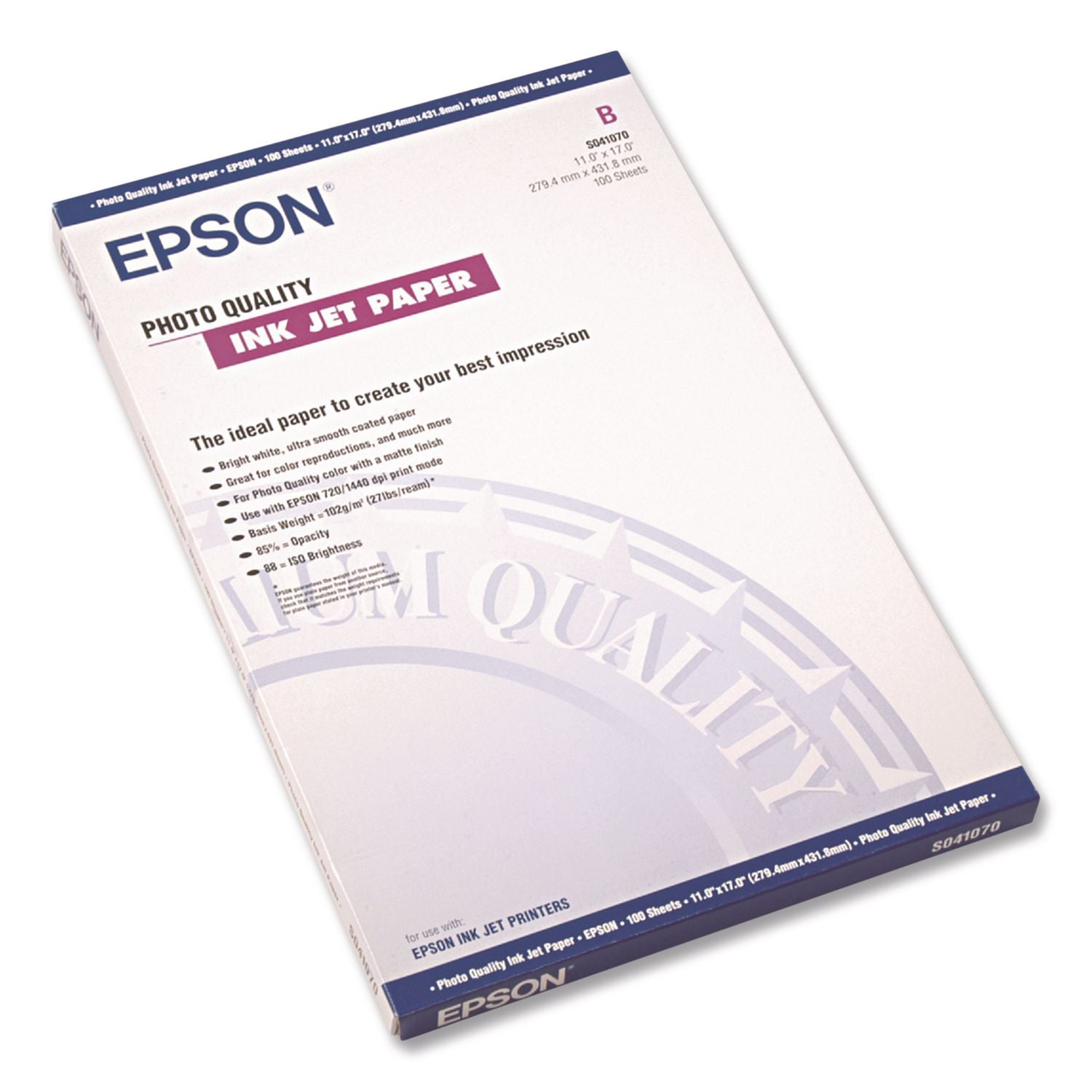 Matte Presentation Paper, 4.9 mil, 11 x 17, Matte Bright White, 100/Pack